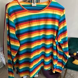 Lucy & Yak Rainbow Striped Long Sleeve Tee